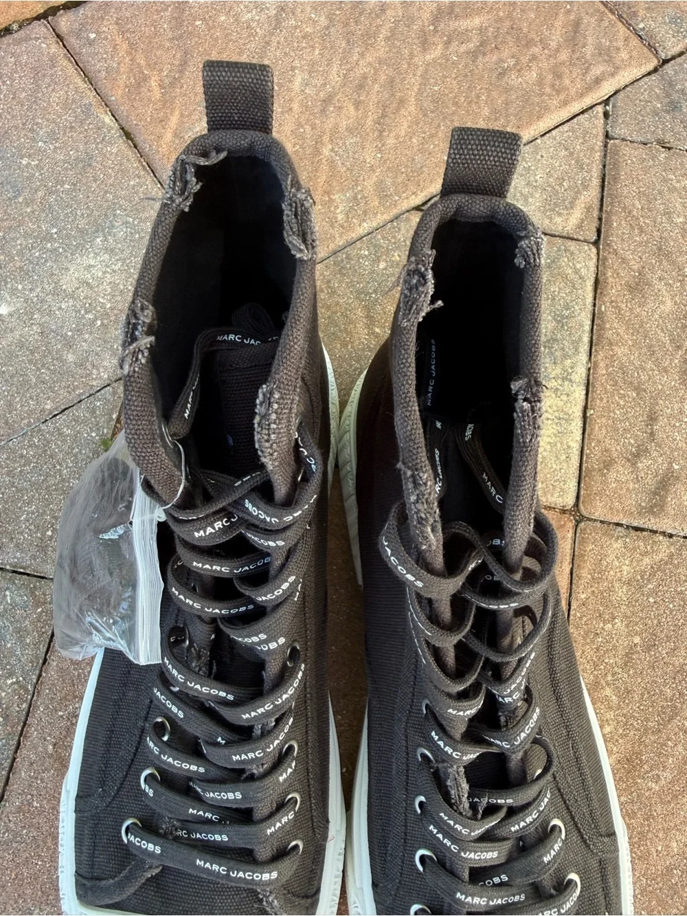Marc Jacobs The High Top Sneaker Black Canvas Shoes Size 44 Men's
